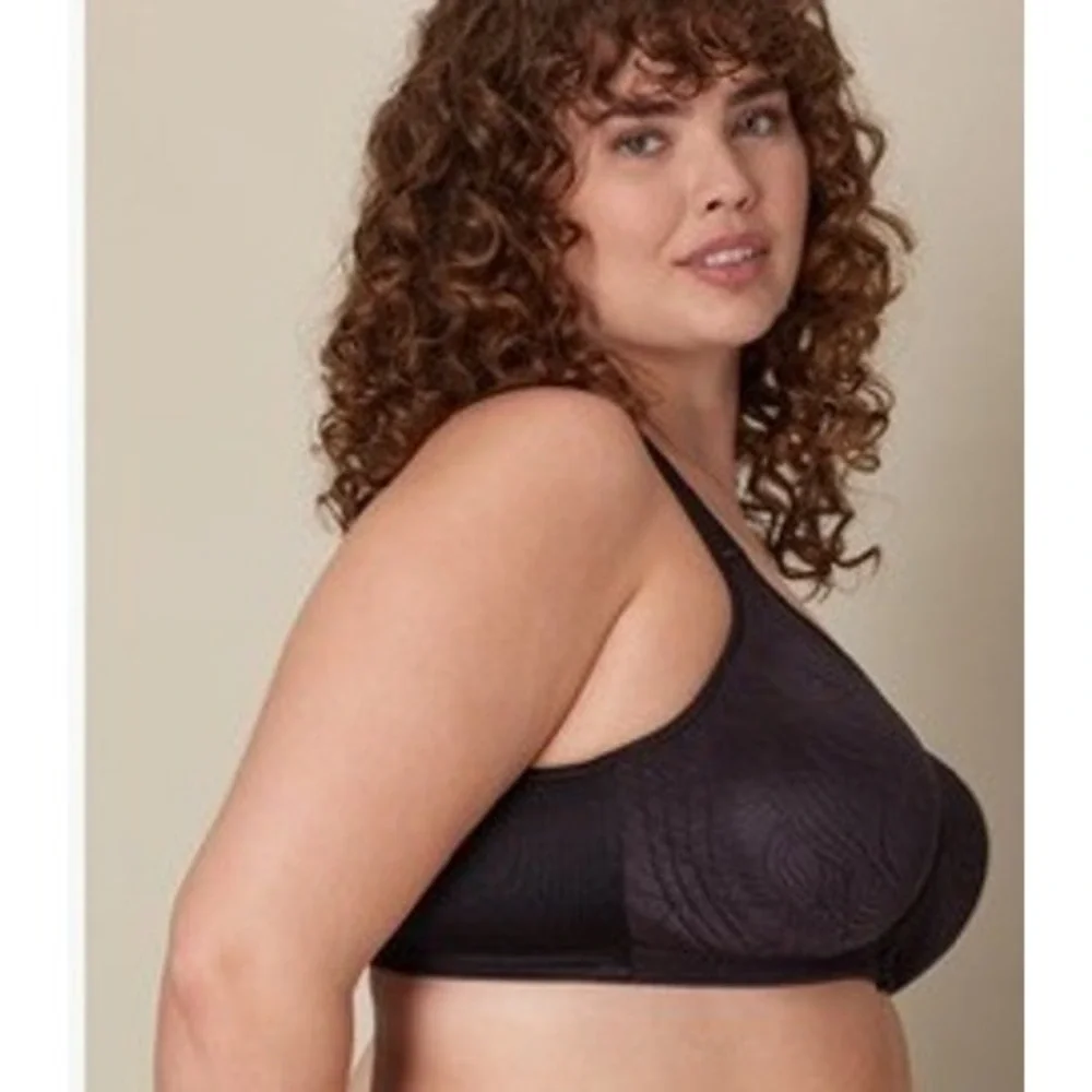 Playtex 18Hour Posture Support Back Support Bra Black Wireless Front Closure 38B